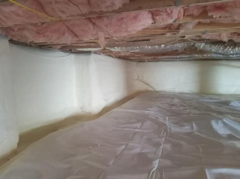 Crawl space encapsulation with closed-cell spray foam for Attic Insulation in Elon